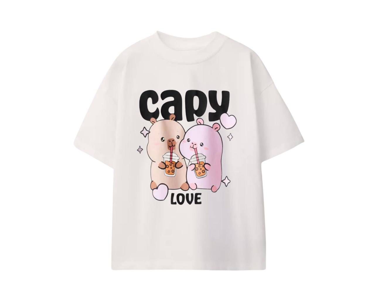 Capy Love Baskılı Kız Çocuk Tshirt