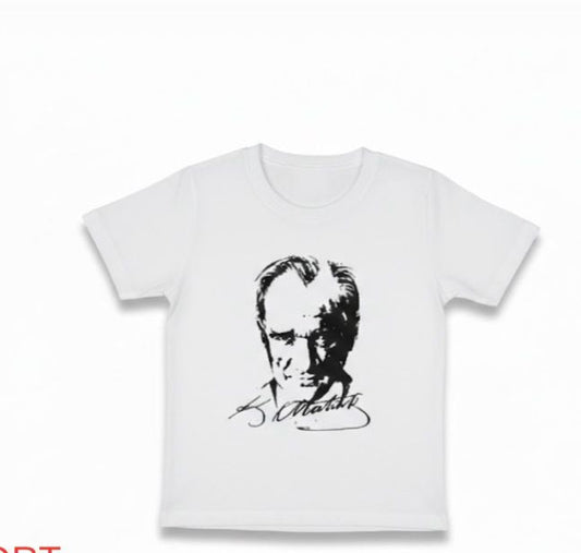 Atatürk Baskılı Unisex Beyaz Tshirt