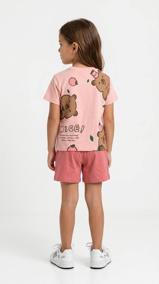 Capybara Pembe Şortlu Takım
