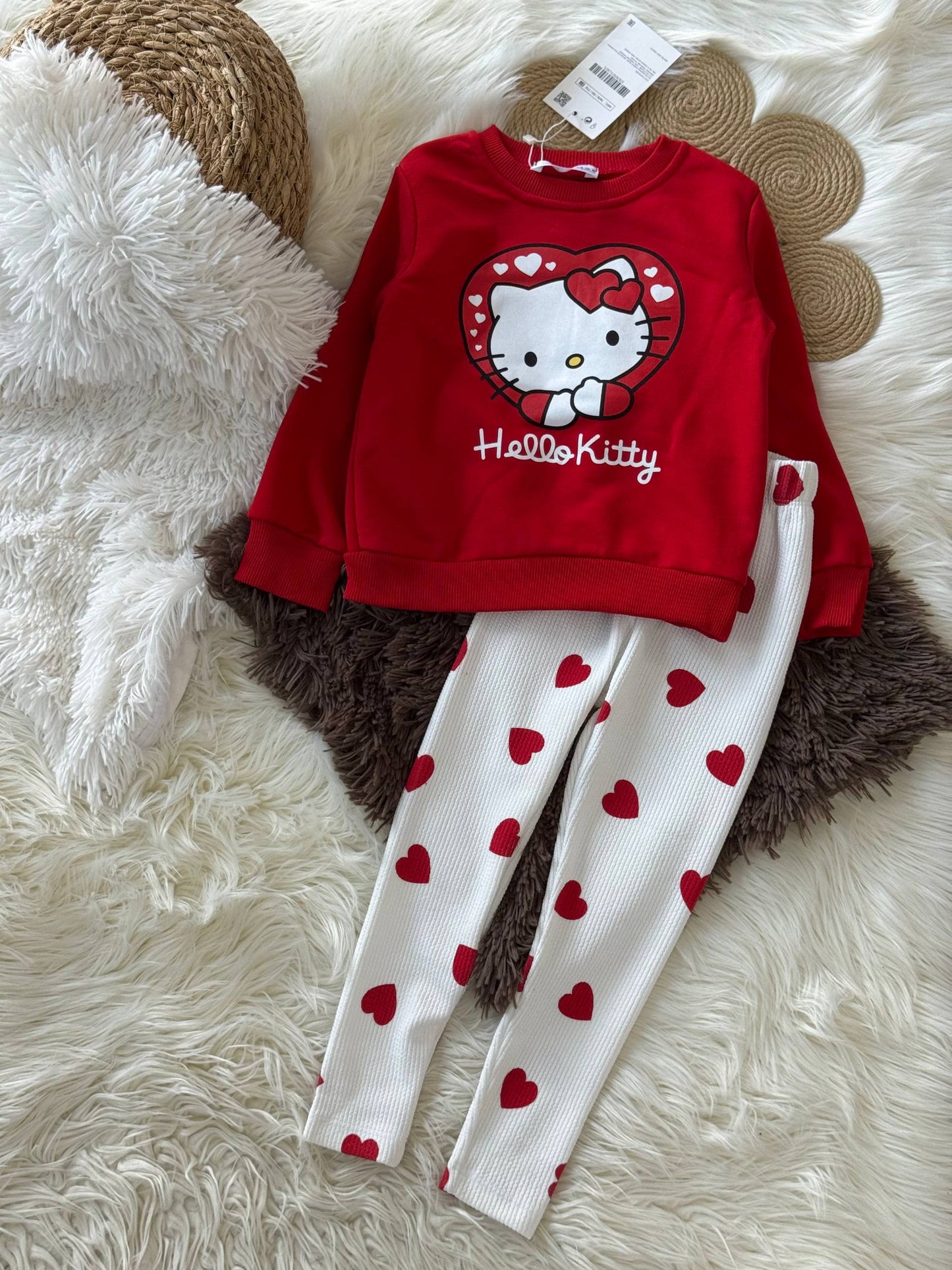 Hello Kitty Kırmızı Kız Çocuk Taytlı Takım