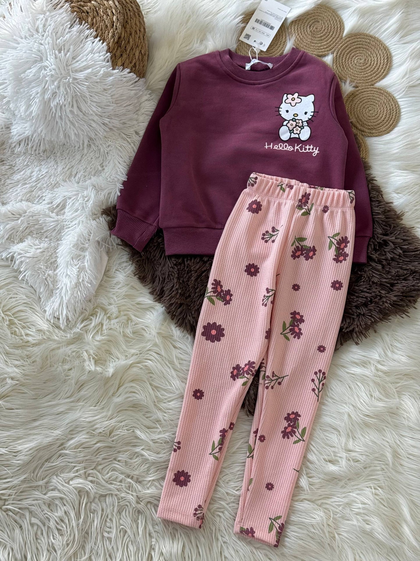 Hello Kitty Bordo Kız Çocuk Taytlı Takım