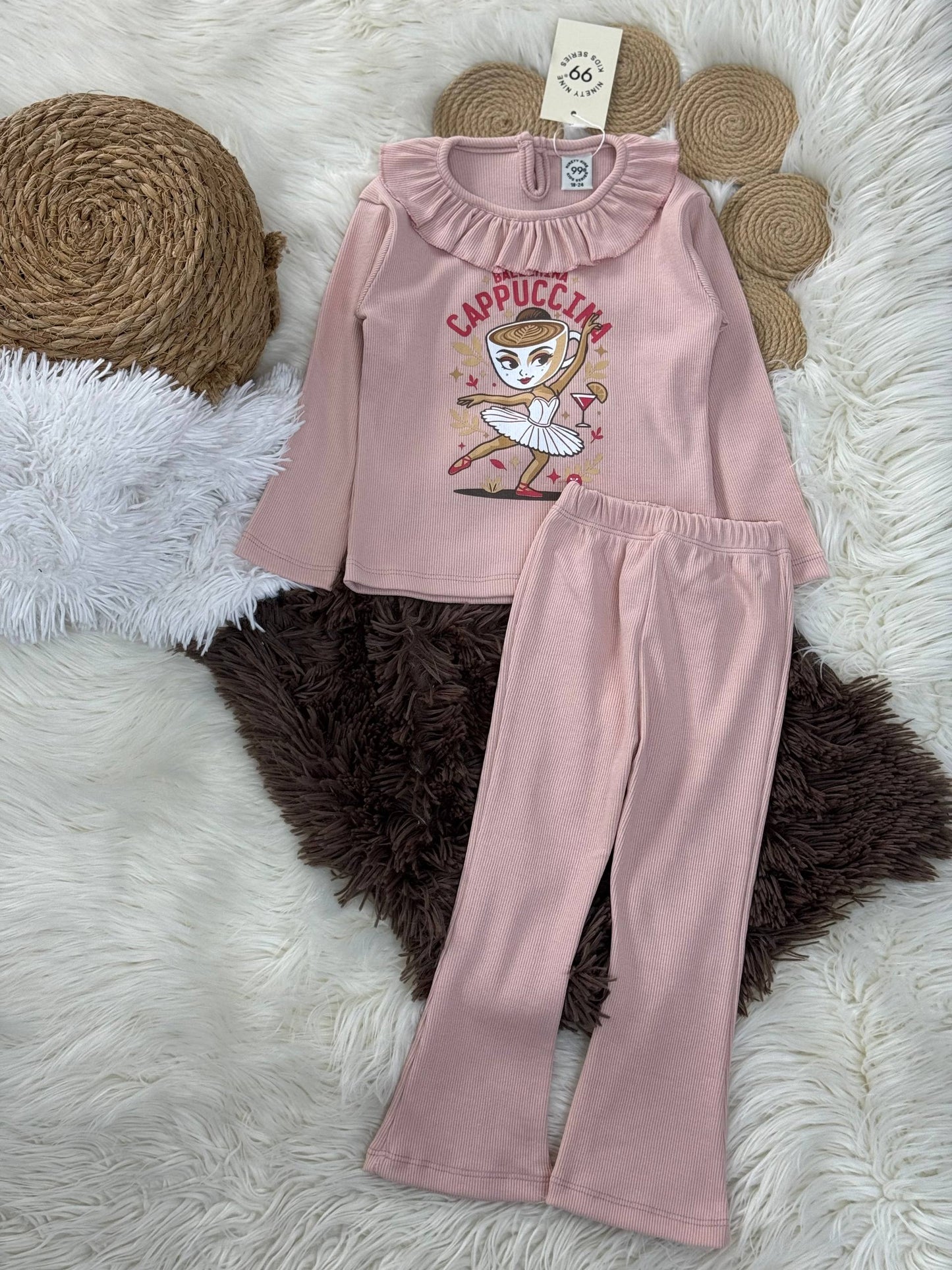 Ballerina Capuccina Pembe Taytlı Takım