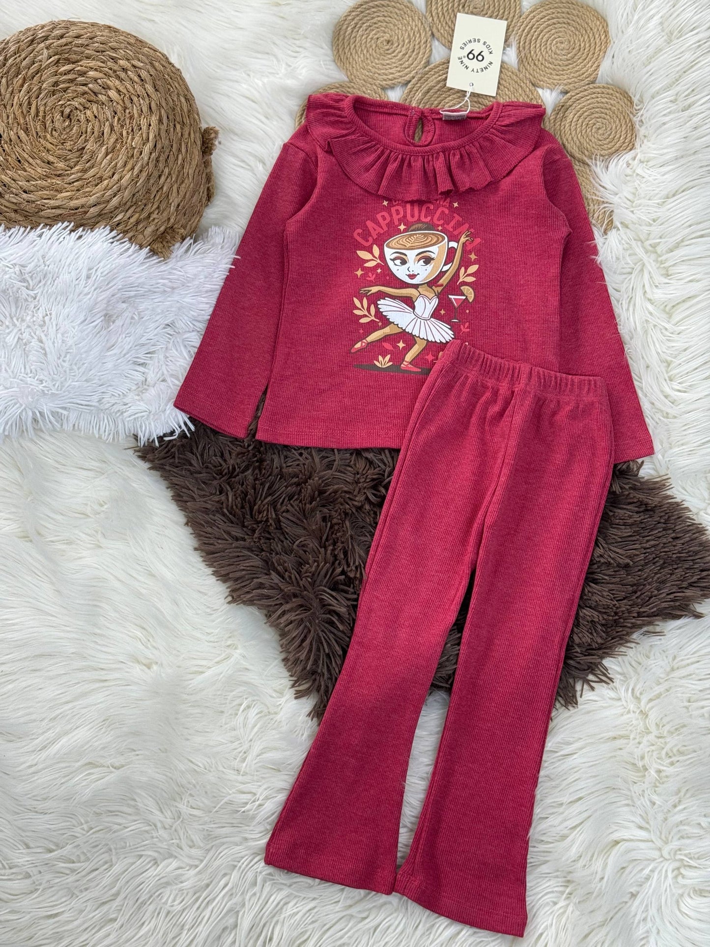 Ballerina Capuccina Bordo Taytlı Takım