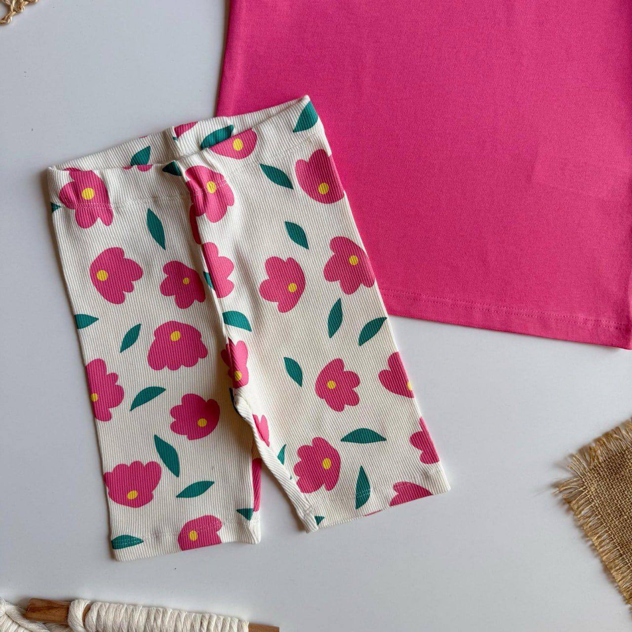 Flowers Taytlı Pembe Takım