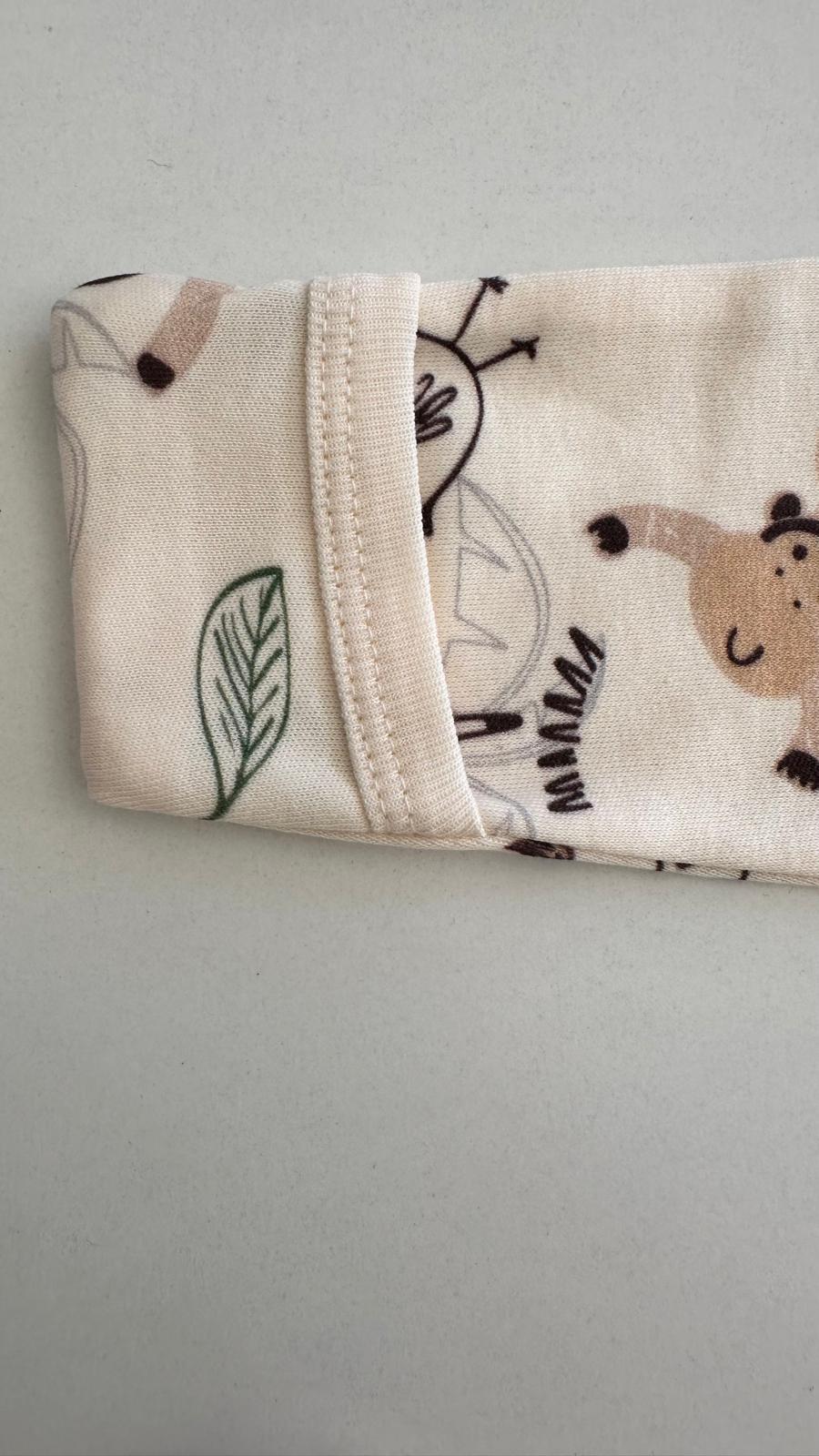 Maymun Baskılı Mavi 3'lü Erkek Bebek Takım