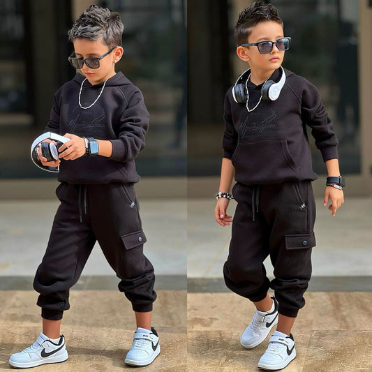 MOUNTAIN KAPÜŞONLU SİYAH ERKEK ÇOCUK TAKIM