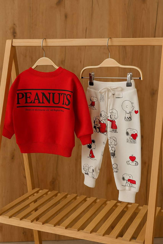 PEANUTS BASKILI KIRMIZI KIZ VE ERKEK ÇOCUK TAKIM
