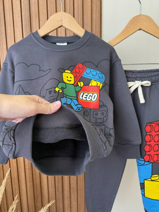 LEGO BASKILI ANTRASİT ERKEK ÇOCUK TAKIM