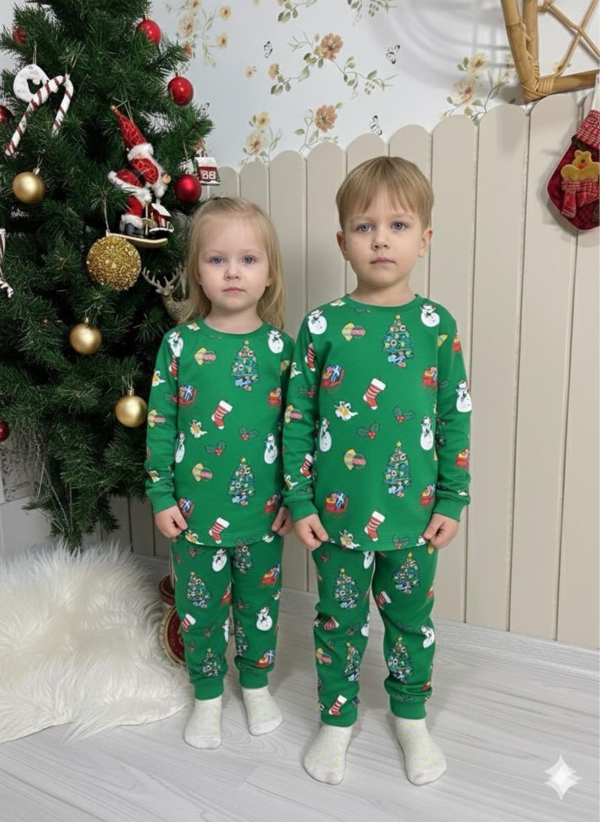 Yeni Yıl Temalı Unisex Yeşil Pijama Takımı