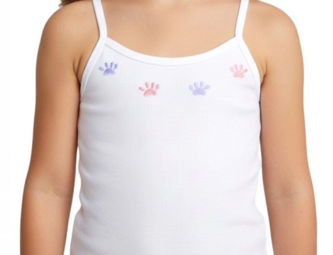 Kız Çocuk İp Askılı İşlemeli 2' li Atlet