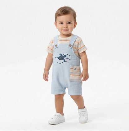 Salopetli Erkek Bebek Turtle Takım
