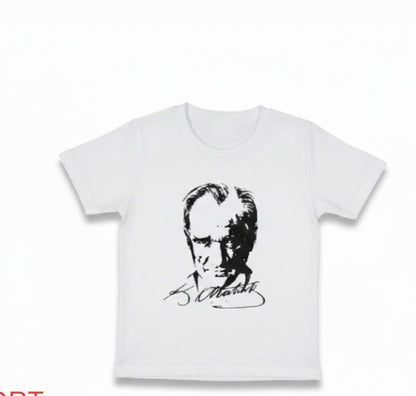 Atatürk Baskılı Unisex Beyaz Tshirt