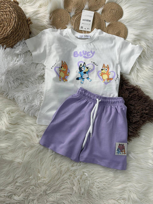Bluey Baskılı Lila Kız Çocuk Takım