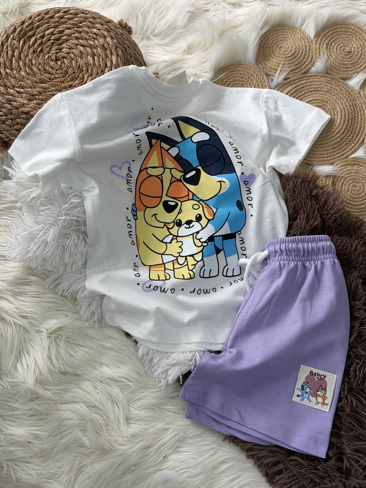 Bluey Baskılı Lila Kız Çocuk Takım