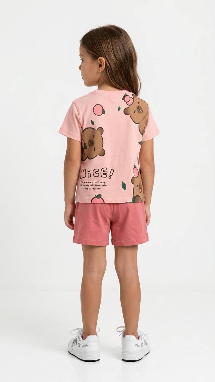 Capybara Pembe Şortlu Takım