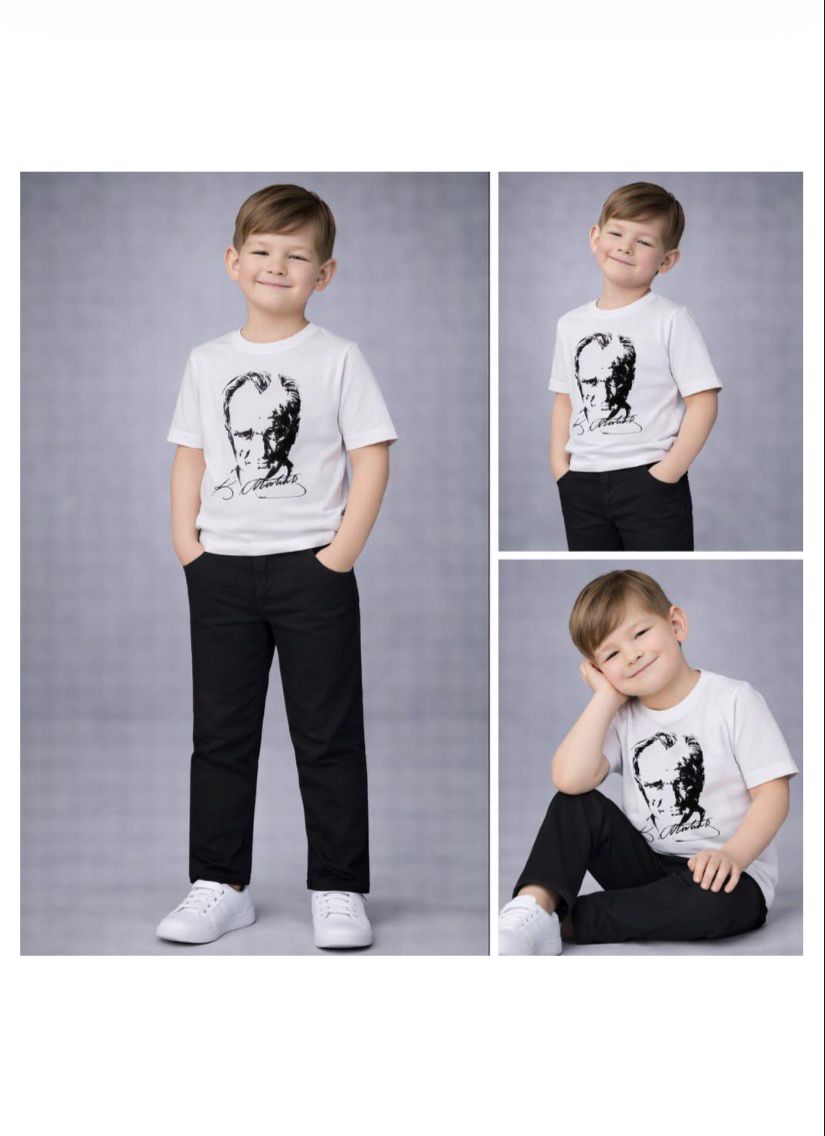 Atatürk Baskılı Unisex Beyaz Tshirt