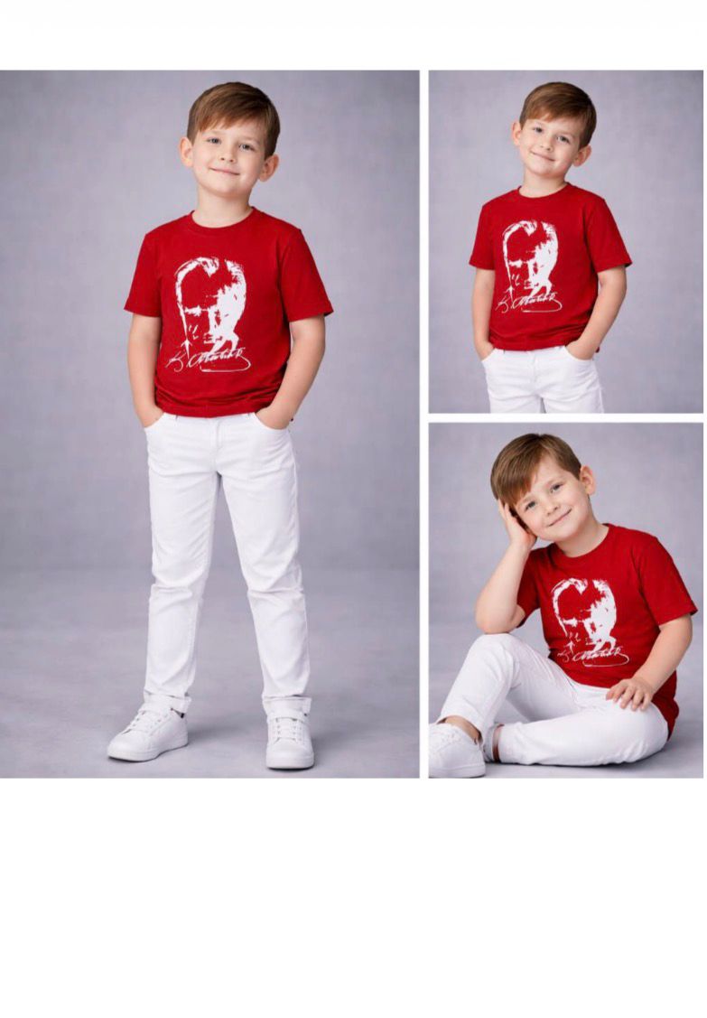 Atatürk Baskılı Unisex Kırmızı Tshirt