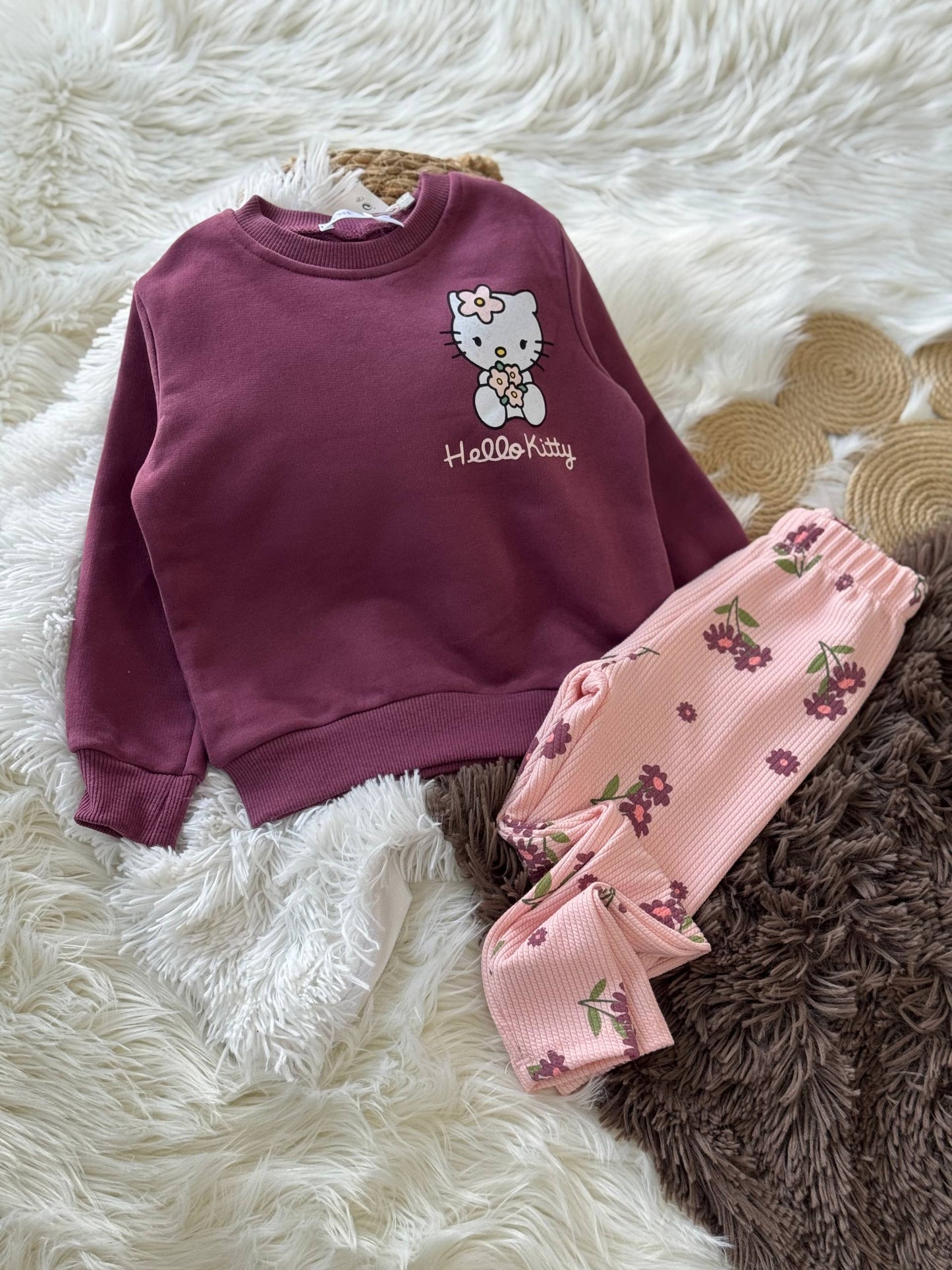 Hello Kitty Bordo Kız Çocuk Taytlı Takım