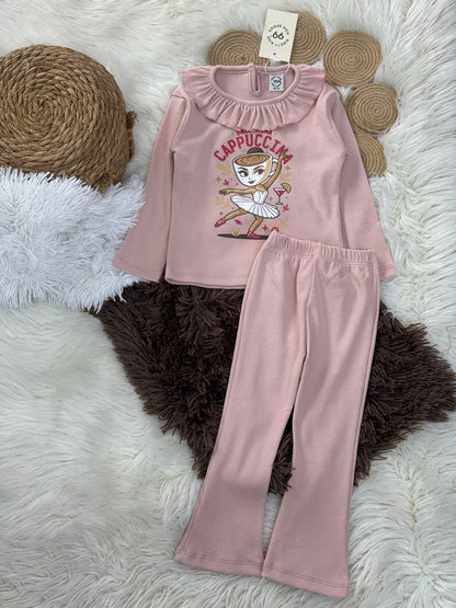 Ballerina Capuccina Pembe Taytlı Takım