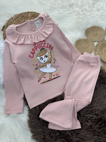 Ballerina Capuccina Pembe Taytlı Takım