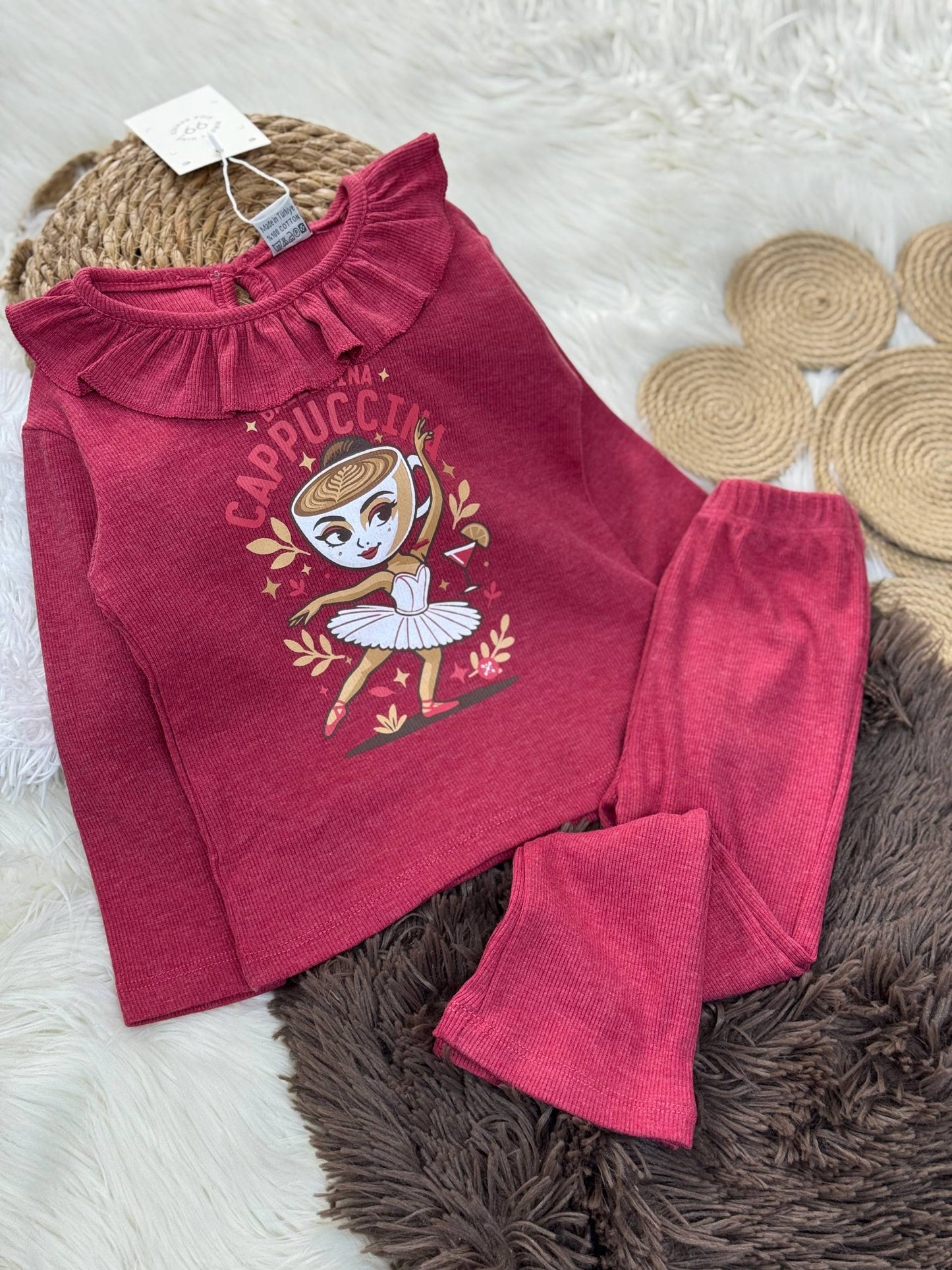 Ballerina Capuccina Bordo Taytlı Takım