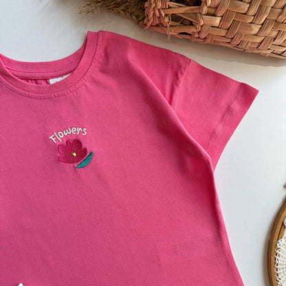 Flowers Taytlı Pembe Takım