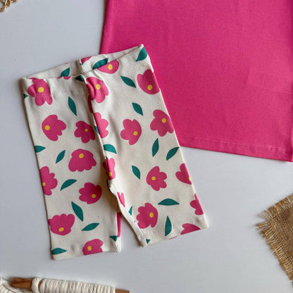 Flowers Taytlı Pembe Takım