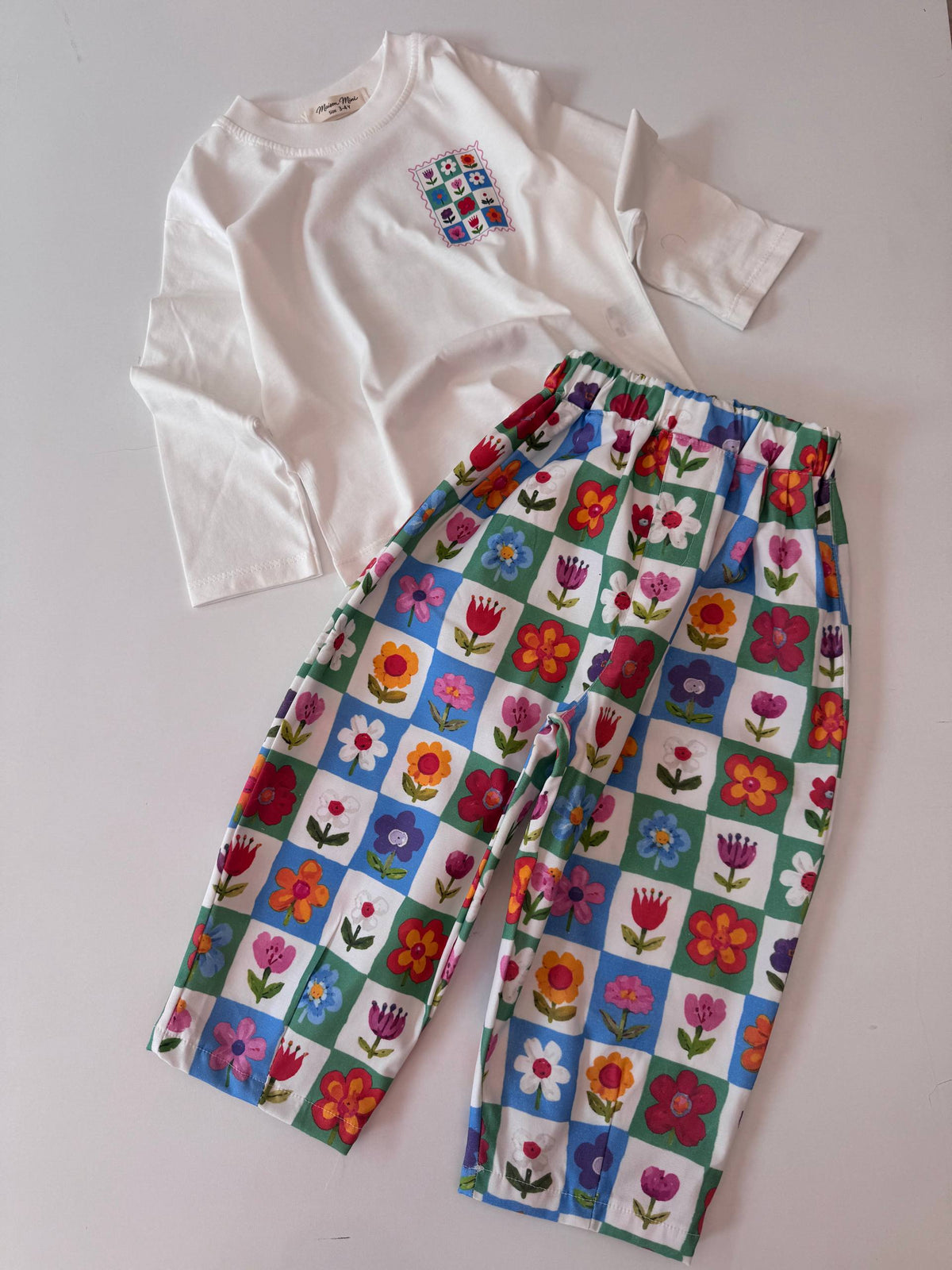 Flower Gabardin Balon Pantolonlu Kız Çocuk Takım